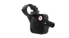 Black bike handlebar mount with a logo on a white background