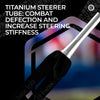 Titanium steerer tube with text on a blurred background