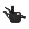 Black bike shift lever with a brand logo on a white background